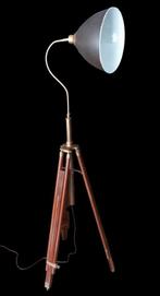 Unieke Art Deco Vloerlamp met houten Statief, Ophalen of Verzenden