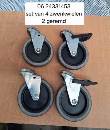Set van 4 zwenkwielen  2 geremd  beschikbaar voor biedingen