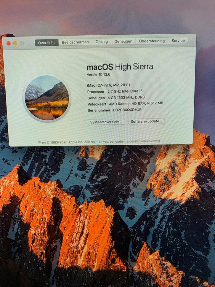 iMac 27-inch Mid 2011 - 2.7 GHz Intel core i5, Computers en Software, Apple Desktops, Gebruikt, iMac, HDD, 2 tot 3 Ghz, 4 GB, Ophalen of Verzenden