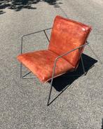 Fauteuil leren stoel cognac Robuuste Tafels, Huis en Inrichting, Stoelen, Ophalen, Bruin, Leer, Zo goed als nieuw