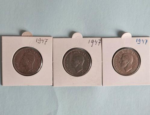 3x Two Shillings 1947 George VI Britse munten, Postzegels en Munten, Munten | Europa | Niet-Euromunten, Overige landen, Zilver