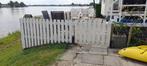 5 m hardhouten hekwerk incl. poort en balken, Tuin en Terras, Ophalen, Met poort, Gebruikt, Tuinhek