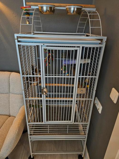 Nette Original Strong Sara papegaaienkooi in zilvergrijs, Dieren en Toebehoren, Vogels | Hokken en Kooien, Zo goed als nieuw, Vogelkooi