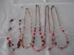 5 roze rode kettingen glaskralen leuk combineren goede staat, Sieraden, Tassen en Uiterlijk, Kettingen, Ophalen of Verzenden, Gebruikt