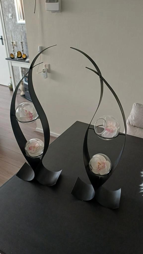 Decoratieve Kandelaars met Bloemen, Antiek en Kunst, Antiek | Woonaccessoires, Ophalen of Verzenden