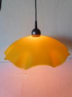 Vintage hanglamp van Fischer Leuchten, geel glas met geschul, Ophalen of Verzenden, Gebruikt, Glas, Minder dan 50 cm