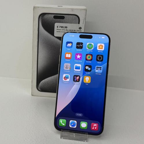 iPhone 15 Pro Max 256GB Wit | Schade achter | In doos | Met, Telecommunicatie, Mobiele telefoons | Apple iPhone, Zo goed als nieuw