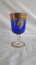 Blauw glas  gouden sierrand en Grieks/Romijnse soldaat B075, Ophalen of Verzenden