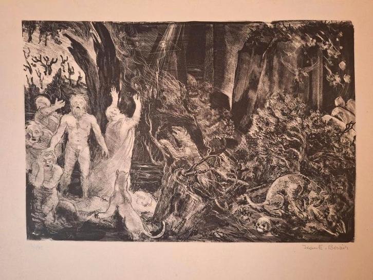 Ets Fantasie / mythologie gesigneerd, Antiek en Kunst, Kunst | Etsen en Gravures, Ophalen of Verzenden