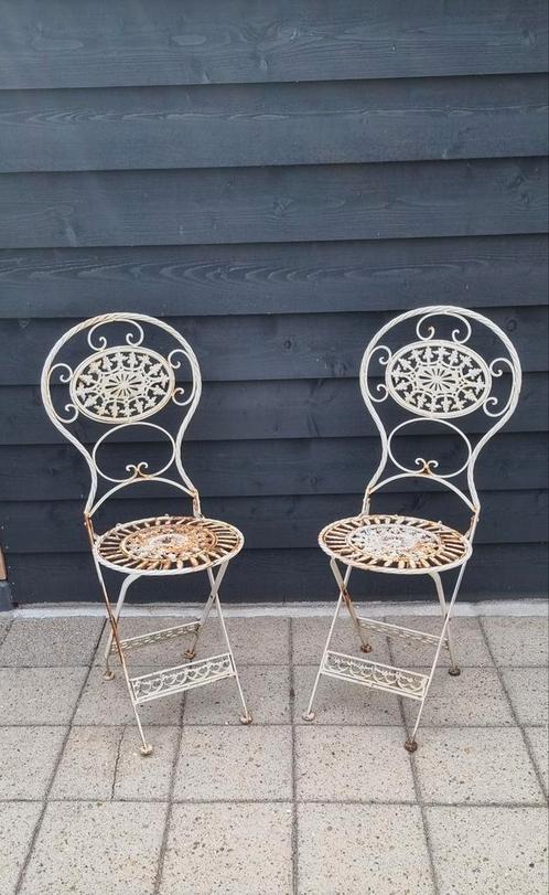 Te koop aangeboden 2 leuke opvouwbare bistro stoeltjes tuin, Tuin en Terras, Tuinstoelen, Ophalen