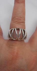 Zilveren modernist ring maat 18.5 nr.204, Sieraden, Tassen en Uiterlijk, Ringen, 18 tot 19, Verzenden, Zo goed als nieuw, Dame