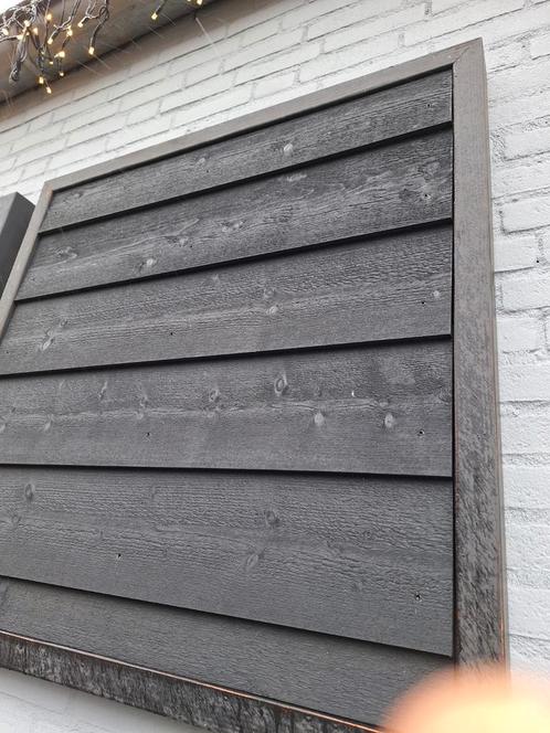 Zweeds rabat zwart gespoten potdeksel planken GOEDKOOP, Tuin en Terras, Palen, Balken en Planken, Nieuw, Planken, 250 cm of meer