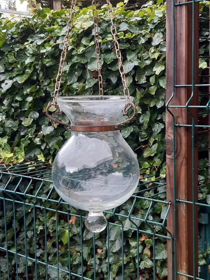 Vintage glazen hang vaas druppel vorm, Huis en Inrichting, Woonaccessoires | Vazen, Overige kleuren, Minder dan 50 cm, Glas, Ophalen