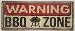Warning BBQ zone barbecue reclamebord van metaal wandbord