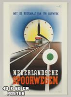 [Grote Poster] Trein Nederlandsche Spoorwegen Affiche, Verzamelen, Spoorwegen en Tramwegen, Verzenden, Nieuw, Trein, Kaart of Prent