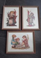 3 ingelijste borduurstukken, Hobby en Vrije tijd, Borduren en Borduurmachines, Ophalen of Verzenden, Zo goed als nieuw, Handborduren