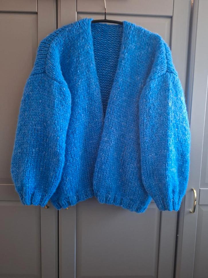 Nieuw handgemaakt alpaca Bernadette vest, een maat, Kleding | Dames, Truien en Vesten, Nieuw, Maat 46/48 (XL) of groter, Blauw
