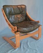 Zeldzame  Åke Fribytter "Krona" Loungestoel, Huis en Inrichting, Fauteuils, Ophalen, Minder dan 75 cm, Leer, Zo goed als nieuw
