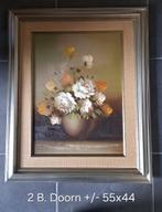 Schilderij bloemen,  B. Doorn, 55x44, Ophalen