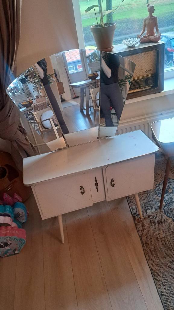 Antieke kaptafel - opknapper, Huis en Inrichting, Tafels | Kaptafels, Gebruikt, 100 tot 150 cm, 50 tot 100 cm, Hout, Ophalen