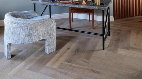 AANBIEDING DEZE WEEK! EIKEN VISGRAAT PARKET KANT EN KLAAR GE, Huis en Inrichting, Stoffering | Vloerbedekking, Nieuw, Parket, Wit