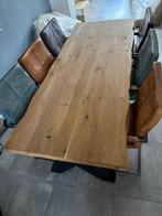 Eiken boomstam tafel 90x220, Huis en Inrichting, Ophalen, Gebruikt, 100 tot 150 cm, Eikenhout