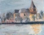 olieverfschilderij van de Bovenkerk en IJssel in Kampen, Ophalen of Verzenden