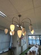 Moderne kroonluchter met glazen lampenkappen, Ophalen, Zo goed als nieuw, Glas, 50 tot 75 cm