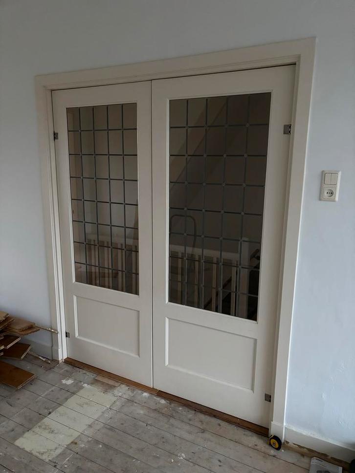 Jaren 30 deuren met glas in lood, Doe-het-zelf en Verbouw, Deuren en Horren, Zo goed als nieuw, Binnendeur, 200 tot 215 cm, 80 tot 100 cm
