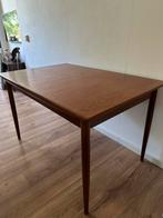 Vintage Uitschuifbare teakhout eettafel, Teakhout, Zo goed als nieuw, Vijf personen of meer, Rechthoekig
