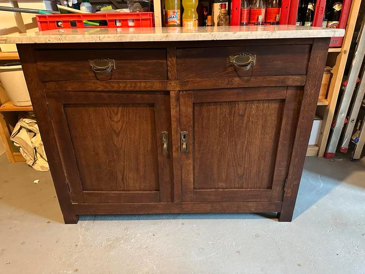 Vintage/antiek Commode/dressoir met Marmeren Blad, Huis en Inrichting, Kasten | Buffetkasten, Gebruikt, Minder dan 100 cm, 50 tot 100 cm
