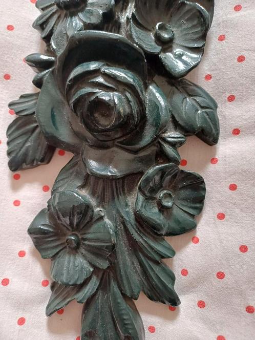 Frans Brocante Houten Ornament met Bloemen en strik, Antiek en Kunst, Curiosa en Brocante, Ophalen of Verzenden