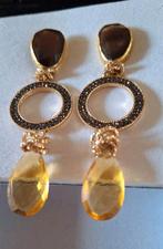 Prachtige Oorbellen, Overige materialen, Hangers, Met strass, Geel