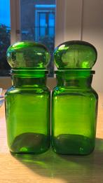 Vintage groene glazen Stopflessen 2 stuks, Antiek en Kunst, Ophalen of Verzenden