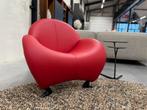 Nieuw Leolux Papageno Fauteuil rood leer Design stoel zwart