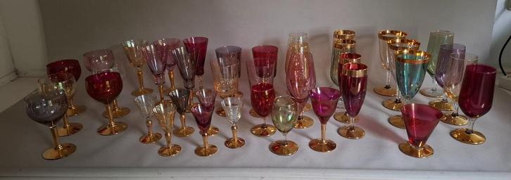 vintage drink glazen harlekijn glas, Verzamelen, Glas en Borrelglaasjes, Gebruikt, Overige typen, Ophalen