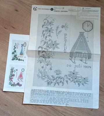 Borduurpatroon Thea Gouverneur juli, clematis geboortewieg beschikbaar voor biedingen