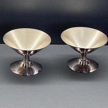 Prachtige verzilverde ijscoupes merk Nieuwport 90 set van 2 beschikbaar voor biedingen