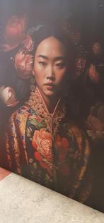 Glaskunst; Vrouw in Kimono - 120cm x 160cm, Ophalen, 125 cm of meer, Zo goed als nieuw, Schilderij