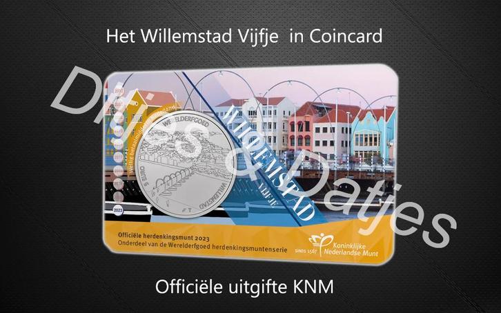 Willemstad Vijfje in coincard KNM, Postzegels en Munten, Munten | Nederland, Euro's, Koningin Beatrix, Ophalen of Verzenden