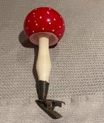 Oude kerstbal - Grote paddestoel op clip, Diversen, Kerst, Ophalen of Verzenden, Gebruikt