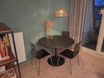 Ronde zwarte tafel 110cm, Huis en Inrichting, Tafels | Eettafels, Ophalen, Gebruikt, Rond, Vier personen
