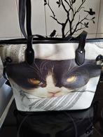 Schouder tas met kat afbeelding, Ophalen of Verzenden, Zo goed als nieuw, Zwart, Schoudertasje