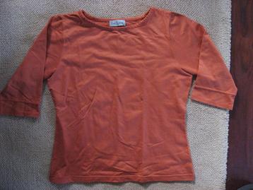 oranje / brick t-shirt met 3/4 mouw, mt 38, travelkwaliteit beschikbaar voor biedingen