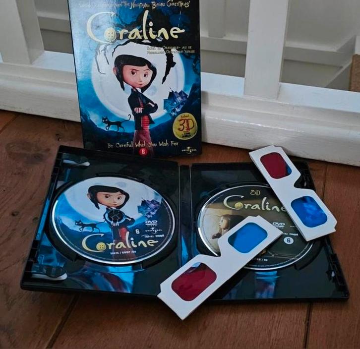 Coraline 3D - krasvrij- gewone en 3d versie- ook verzenden, Cd's en Dvd's, Dvd's | Tekenfilms en Animatie, Zo goed als nieuw, Amerikaans