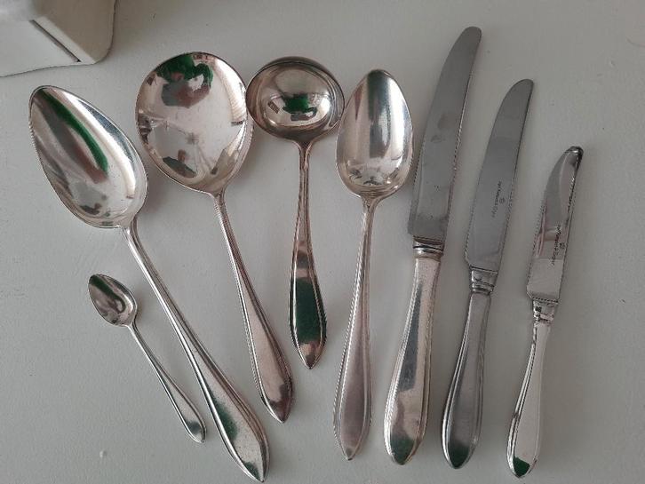 KELTUM Puntfilet bestek fruitmesjes enz verzilverd, Antiek en Kunst, Antiek | Bestek, Ophalen of Verzenden