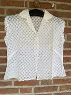 Witte opengewerkte blouse met korte mouwen, Kleding | Dames, Ophalen of Verzenden, Zo goed als nieuw, Maat 38/40 (M), Wit