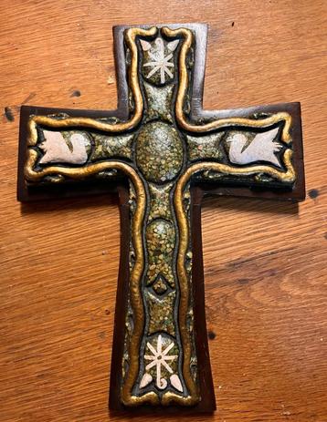 Vintage Houten Kruis Zarebki Mexico 31,5  33.5 cm beschikbaar voor biedingen