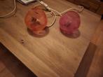 Twee vintage roze glazen lampen, Gebruikt, Vintage, Ophalen of Verzenden, Glas