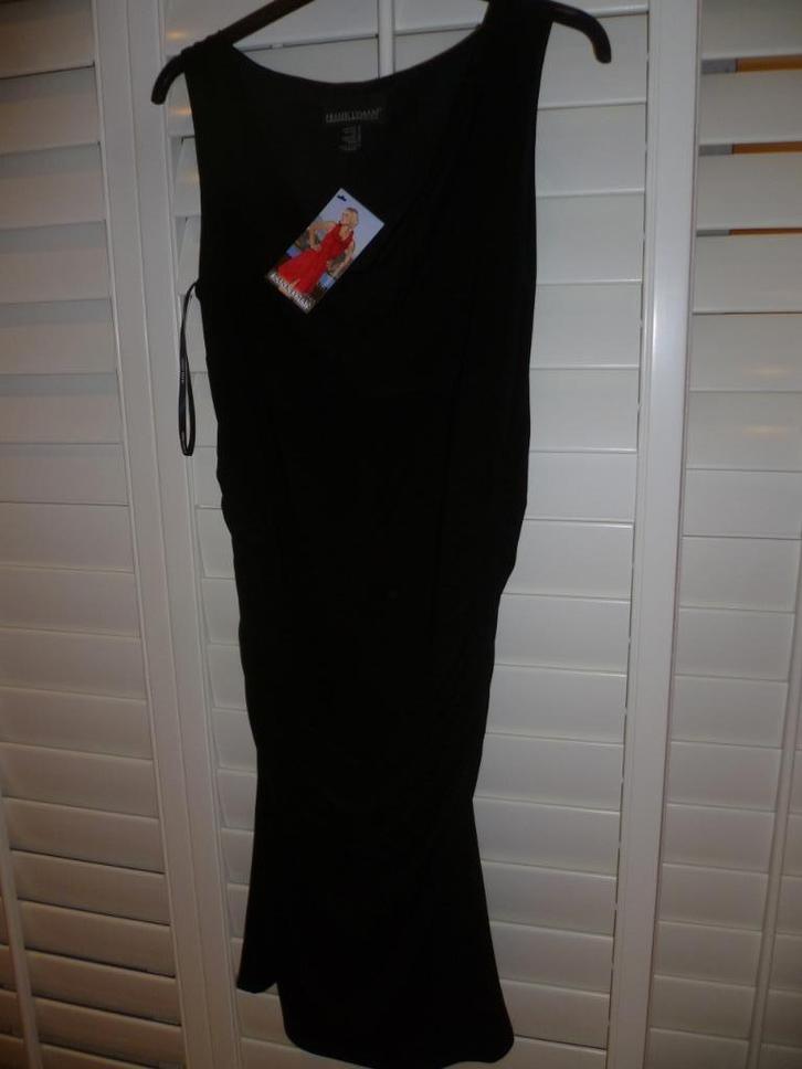 Frank Lyman waterval hals jurk mt 38, Kleding | Dames, Jurken, Zo goed als nieuw, Maat 38/40 (M), Zwart, Onder de knie, Ophalen of Verzenden